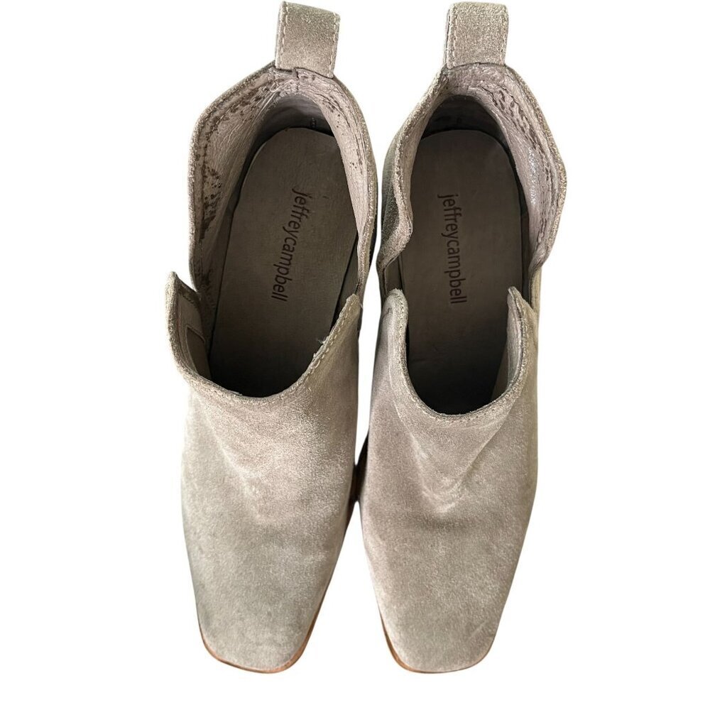 Jeffrey Campbell Rosalee Taupe Suede Booties Size 8.5 Chunky Heel - Picture 7 of 7